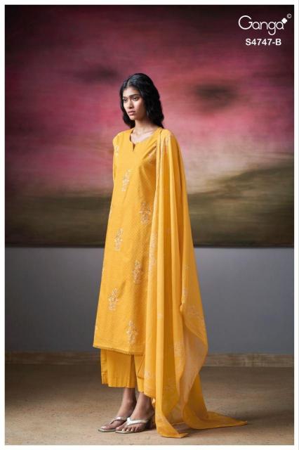 Ganga mishvya 4747 embroidery dress materials wholesale